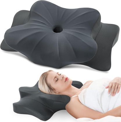 DONAMA Cervical Pillow for Neck and Shoulder,Contour Memory Foam Pillow,Ergonomic Neck Support Pillow for Side Back Stomach Sleepers with Pillowcase