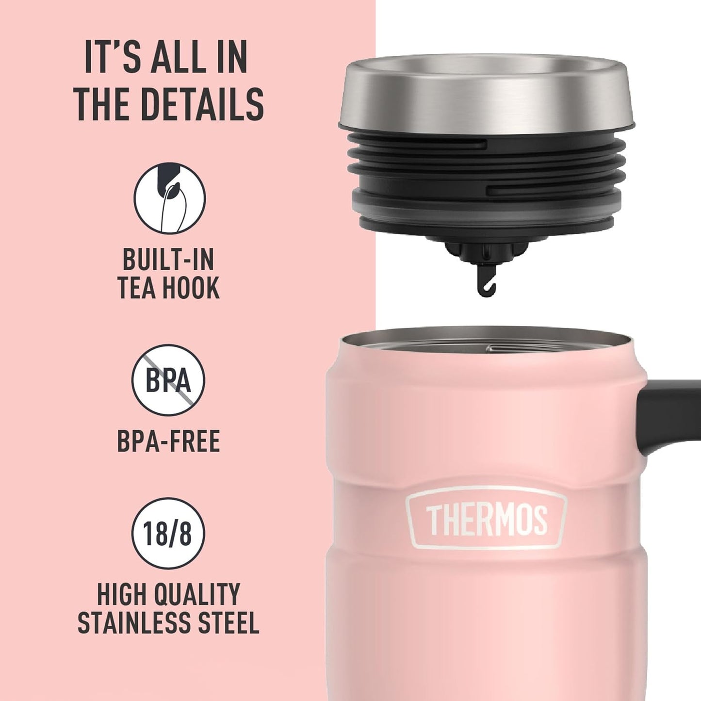 THERMOS Stainless King Vacuum-Insulated Travel Tumbler, 16 Ounce, Matte Steel