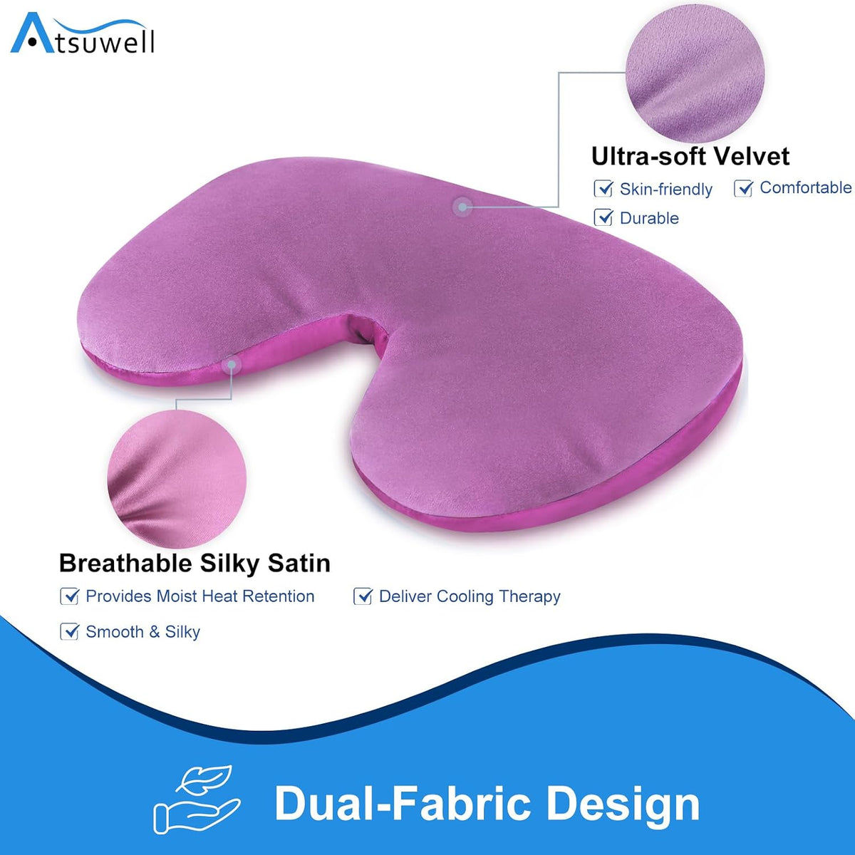 Atsuwell Sinus Mask Microwavable, Heated Eye Masks for Dry Eyes, Pink