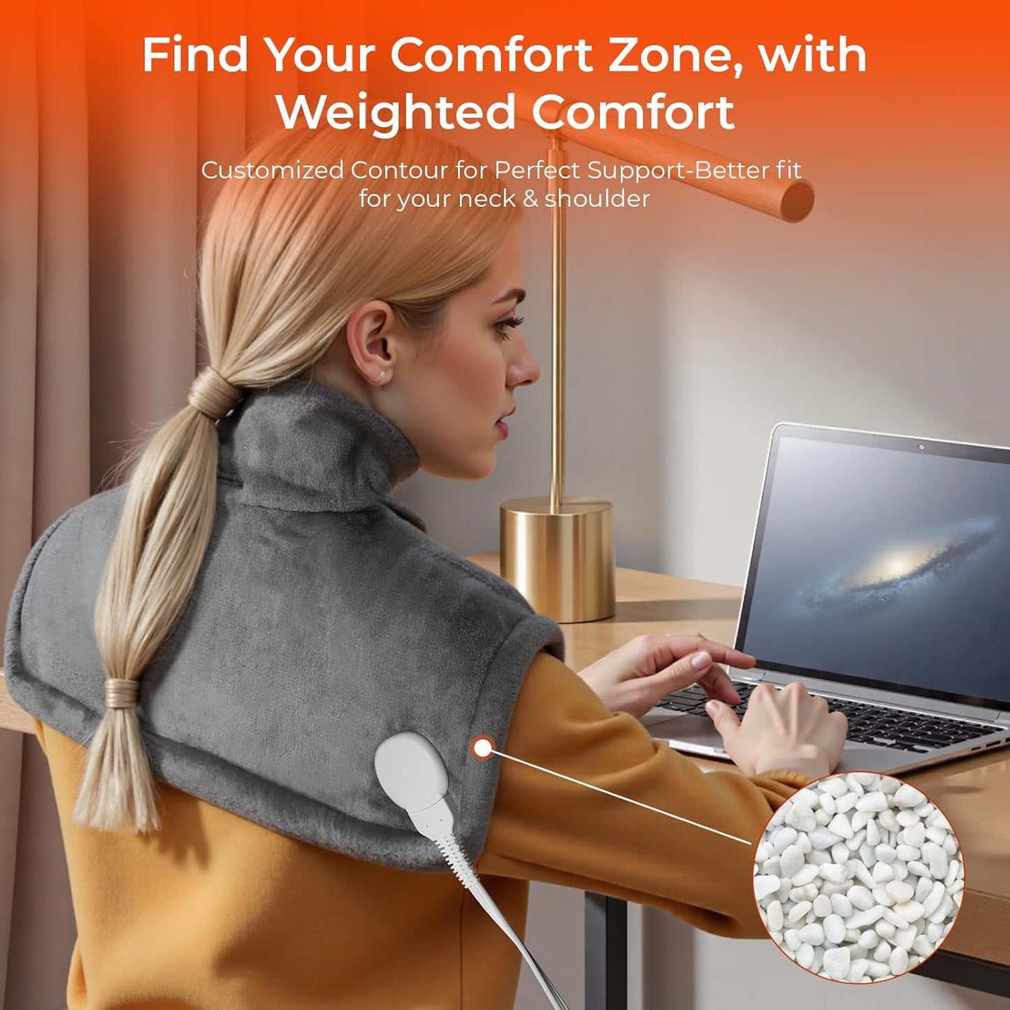 VAAGHANM Heating Pad: Electric Weighted Instant Heat Pad for Neck & Shoulders & Back -6 Heat Options & 6 Auto Timer Mode -for Office/Home/Post-Workout-Gift for Women Men
