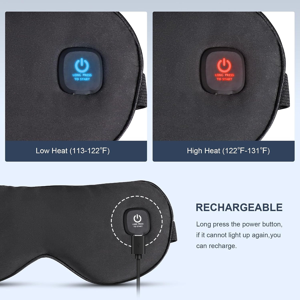 Heated Eye Mask Cordless, Warm Eye Compress for Dry Eyes Stye Blepharitis Chalazion MGD Eye Treatment, Heat Therapy to Unclog Gland, Soothe Tired and Sore Eyes (Gray)
