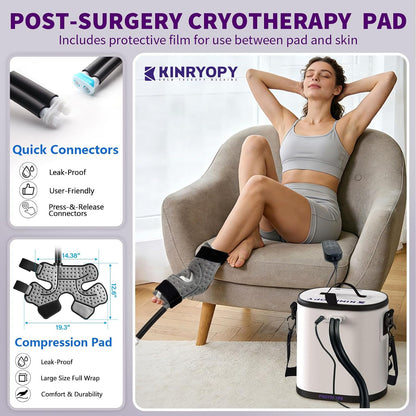 Cold Therapy Machine for Shoulder with Programmable Timer, Portable Ice Machine for Shoulder After Surgery, Lightweight Replacement Recovery System, Cryotherapy Pain Relief w/Compression Pad