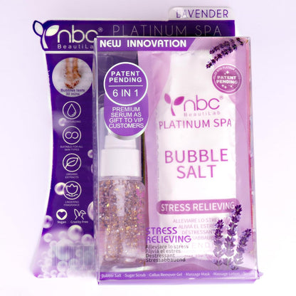 Pedicure Kit Foot Soak Set: Bubble Salt, Sugar Scrub, Massage Mask, Massage Lotion in a Box, 4 Step Foot Spa Kit for Dry Feet, Softens Calluses, Tired Feet（3 Set Lavender) - Colors B