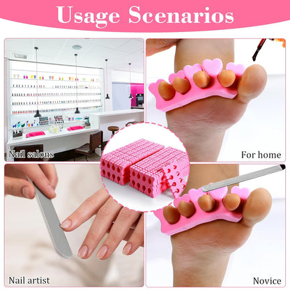 100 Pcs Sponge Toe Separators Soft Finger Separators Premium Pedicure Tool Kit Flexible Toe Divider Spacer for Polishing Pedicure Manicure Coating Nail Art Beauty Accessories (Pink)
