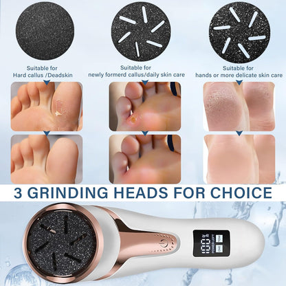 Electric Callus Remover for Feet with Vacuum, Professional Pedicure Tools Kit, Rechargeable Waterproof Foot File for Foot Care Deadskin Remover with 3Heads&2Speed,LCD Display