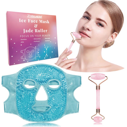 ZNÖCUETÖD Cold Face Eye Mask Ice Pack Reduce Facial Puff, Dark Circles, Hot Cold Compress Pack, Face SPA Gift for Woman Sleeping, Pressure, Headaches, Skin Care, Post Laser Cosmetic Care, Reversible