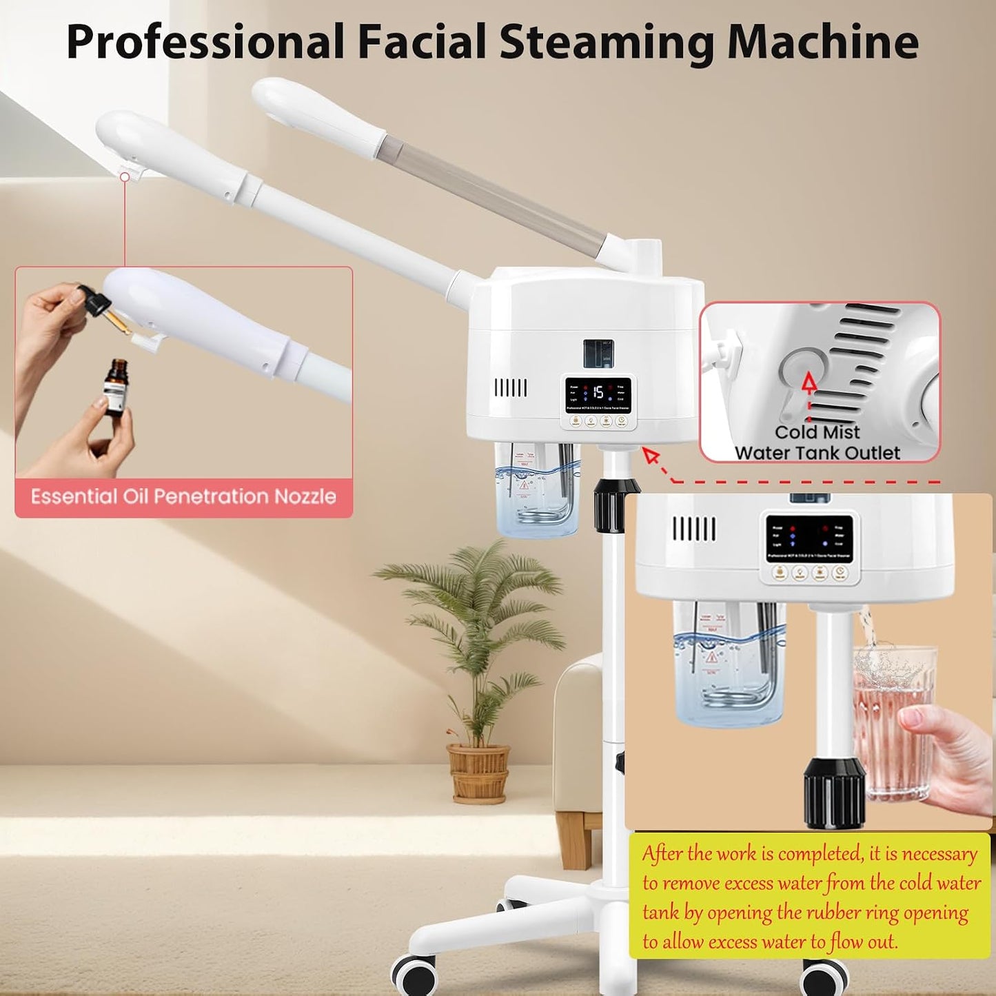 Professional Facial Steamer for Deep Hydration,2in1 Ozone Face Steamer with 5X Magnifying Lamp,Suitable for Home Use or Beauty Spa Deep Cleansing and Hydration