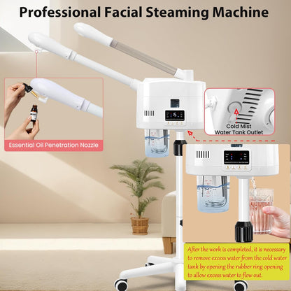 Professional Facial Steamer for Deep Hydration,2in1 Ozone Face Steamer with 5X Magnifying Lamp,Suitable for Home Use or Beauty Spa Deep Cleansing and Hydration