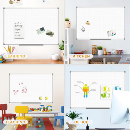 JILoffice Magnetic Dry Erase Calendar Whiteboard, 4 Month White Board Planner 36 X 24 Inch, Black Aluminum Frame Wall Mounted Board for Office Home and School