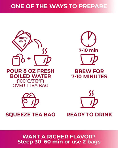 50 Bags Blackberry & Raspberry Fruit Tea Blend (Rubus Fruticosus, Rubus Idaeus) - 50 Count 1.5g Bags Mixed Berry Fruit Infusion Té De Mora Y Frambuesa