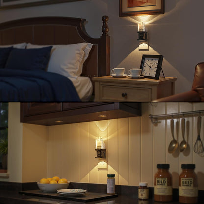 Briignite Flameless Candle Night Light, 2 Pack, Night Lights Plug into Wall, Candle Nightlight with Light Sensor, 0-100LM Dimmable LED Night Light Plug in, 1800K Amber Nightlight for Hallway Bathroom