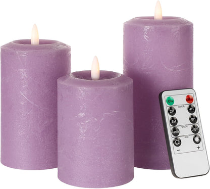 ANGELLOONG Flickering Flameless Candles, Realistic Battery Operated Candles with Remote and Timer, Set of 3 LED Candles for Fall Room Home Wedding Decor Centerpieces Table Party Christmas Decorations