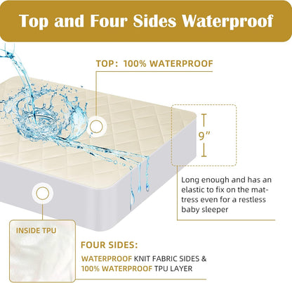 Organic King Mattress Protector - Top&Side 100% Waterproof Mattress Protectors, Breathable Organic Mattress Protector, Noiseless King Mattress Protectors Waterproof 80x76x17 in