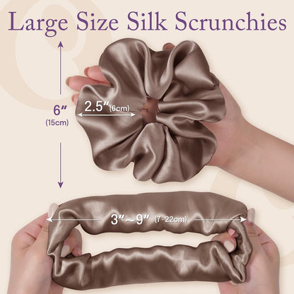 OLESILK Silk Scrunchies Oversized 100% Mulberry: Large for Women& Girls Long Thick Hair, Soft Smooth for No Damage Hair Care Sleeping