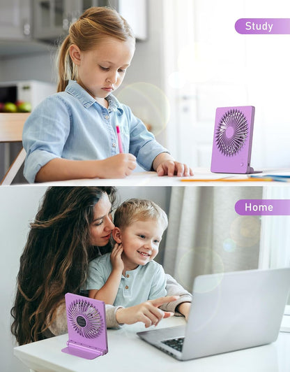 Zuvas Desk Fan Battery Operated Fan Rechargeable 180°Tilt Folding Personal Fan Ultra Quiet Small Portable 3 Speed Adjustable Strong Wind Fan For Office Bedroom Home Desktop Camping (White)