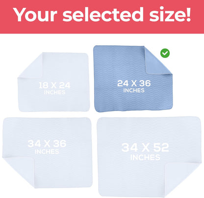 Utopia Bedding Washable Underpads 34" x 36" (Pack of 4), Waterproof Reusable Heavy Absorbency Incontinence Bed Pads for Adults, Kids, Elderly and Pets, Bedwetting Pads for Sofa and Couch (Blue)