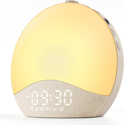 ecozy Sunrise Alarm Clock, White Noise Sound Machine, Alarm Clock for Bedrooms, 26 Soothing Sounds, 17 Night Lights, Bluetooth Speaker, Sunrise Wake-Up Light for Heavy Sleepers, Adults, Kids