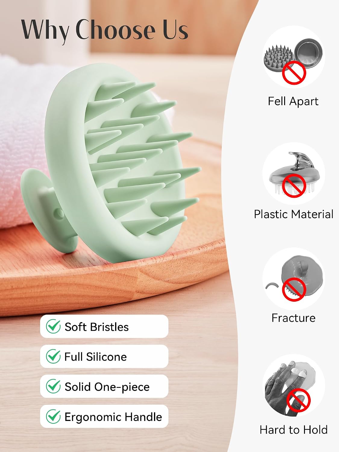 HEETA Scalp Massager Hair Growth, Scalp Scrubber with Soft Bristles, Integrated Silicone Design, Exfoliator for Dandruff Removal & Relaxation, Shampoo Brush Fit Wet Dry Hair Use, Black