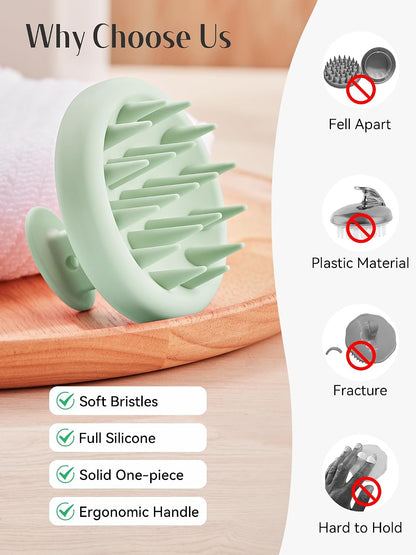 HEETA Scalp Massager Hair Growth, Scalp Scrubber with Soft Bristles, Integrated Silicone Design, Exfoliator for Dandruff Removal & Relaxation, Shampoo Brush Fit Wet Dry Hair Use, Black