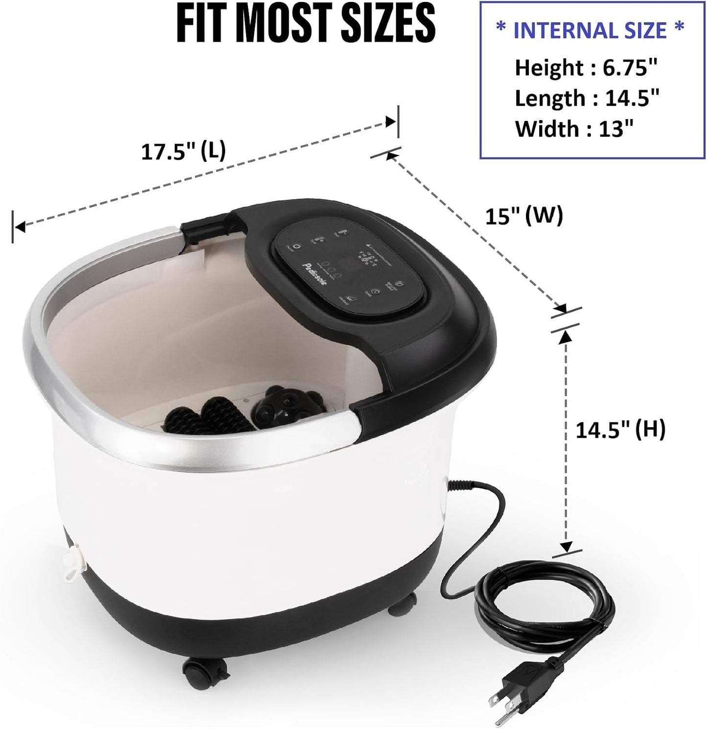 Luxury All in One Foot Spa - Motorized and Heated Foot Spa - Enjoy The Same Pedicure Foot Spa at Home Heat, Bubble Jets, Pedicure Stone, Motorized Massage Roller to Relieve Feet Stress