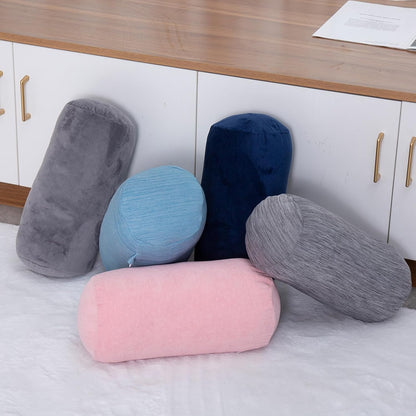 1 MIDDLE ONE Round Cylinder Bolster Pillow with Removable Velvet Cover, Tube Roll Cervical Pillow for Head, Neck, Back and Legs Support, 13"x 6", Blue