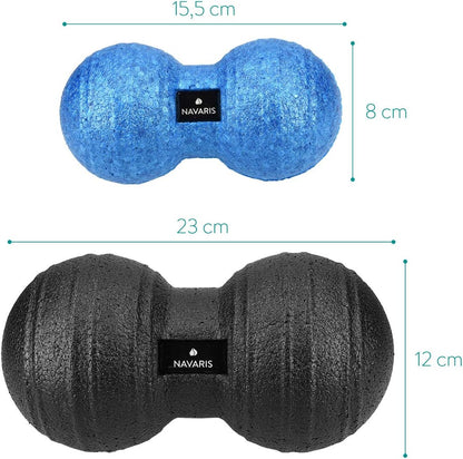 Navaris Double Massage Ball - Peanut Shaped Self-Massage Balls Trigger Point for Muscle Relaxation - Peanut Balls
