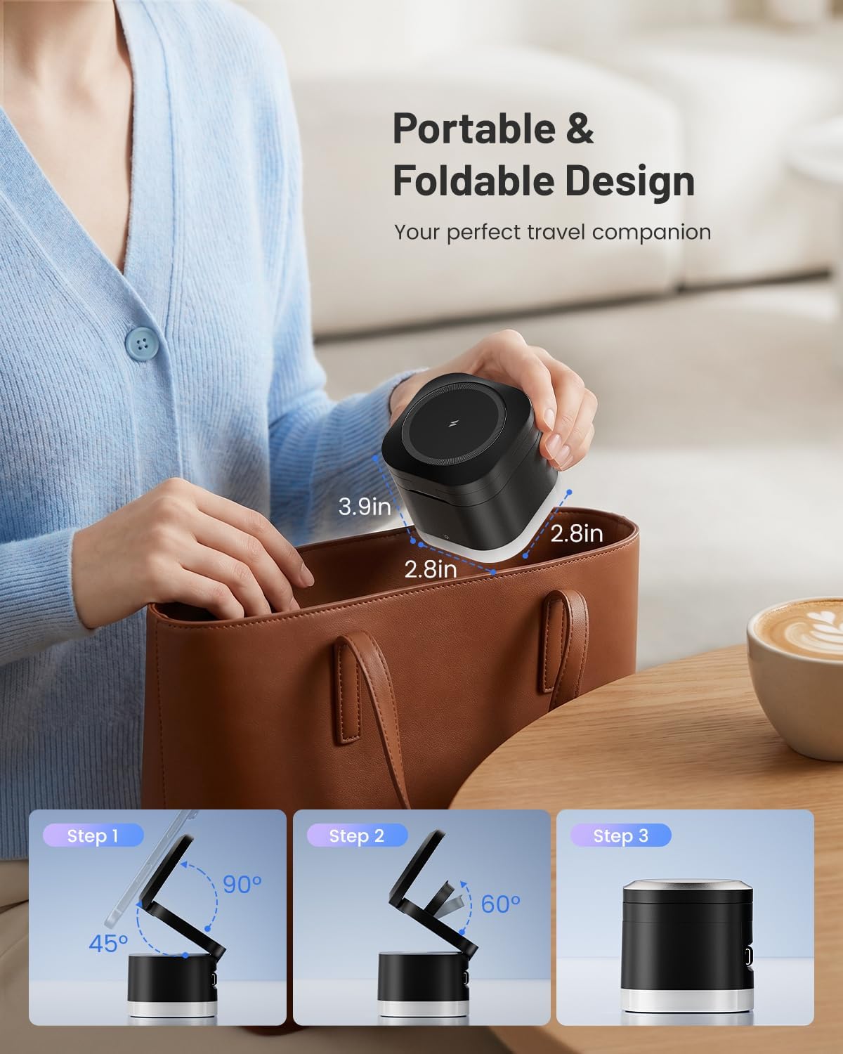 3-in-1 Magnetic Wireless Charging Station, Foldable Charger Stand