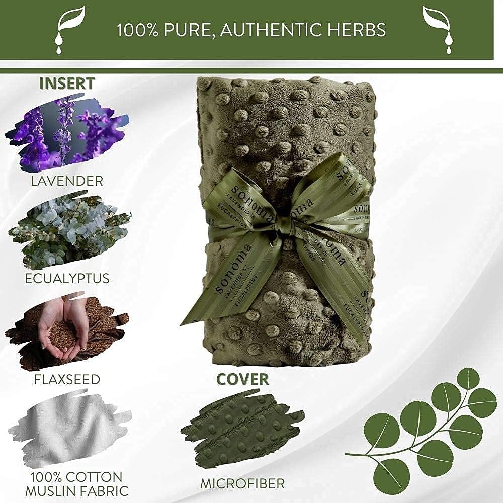 Sonoma Lavender Spa Heat Wrap for Neck, Shoulders and Lower Back, Microwaveable Lavender Aromatherapy Heating Pad, Removable and Washable Covers, Stress and Pain Relief (9" x 26", Arctic Circle)