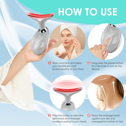 Facial Massager Face and Neck, Face 𝖲 culpting Wand Tool with 7 Color - Birthday, Christmas, Mothers Day, Valentines Day Gifts for Her Women Mom Best Friend Wife Teacher (White)