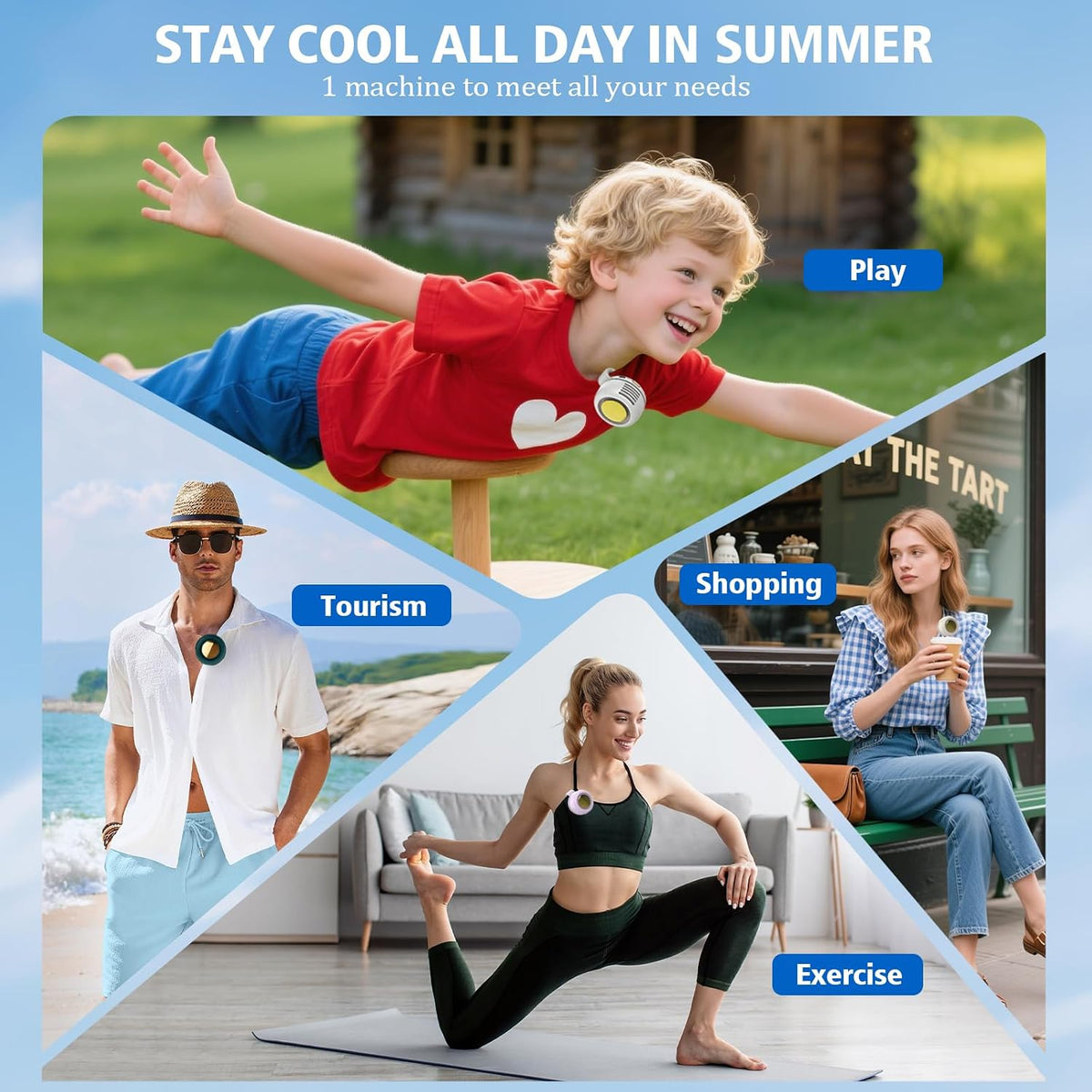 Portable Fan,Clip On Waist Bladeless, Ultra-Quiet Personal Mini Neck Fan