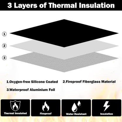 Fireproof Waterproof Document Bag - 5200°F Water Resistant Fire Proof Money Bag, 3 Layers of Heat Insulated Storage with Zipper, 7.9"x5" Portable Files Safe Pouch for Cash Passport (Black)