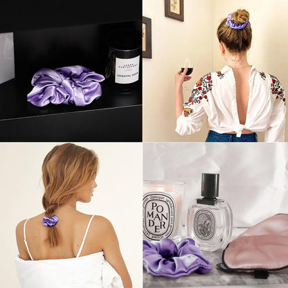 LILYSILK Silk Hair Scrunchies / Ties for Frizz & Breakage Prevention, 100% Mulberry, No Damage, Elastic ponytail Holders, 1Pc, Coffee - Colors B