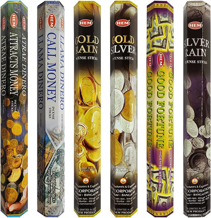 Hem Incense Sticks Variety Pack #23-120 Insence-Sticks (6 Incents x 20 Insense) + Incense Stick Holder with 6 Most Liked Scents Including Patchouli Dragons Blood White Sage Frankincense-Myrrh