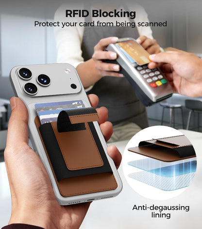 for MagSafe Wallet Works with Apple Find My, 5-Card RFID Holder with Pop-Up Strap, Strong Magnetic Wallet for iPhone 17/16/15/14/13/12 Pro Max Air Plus, Wireless Charging, Black