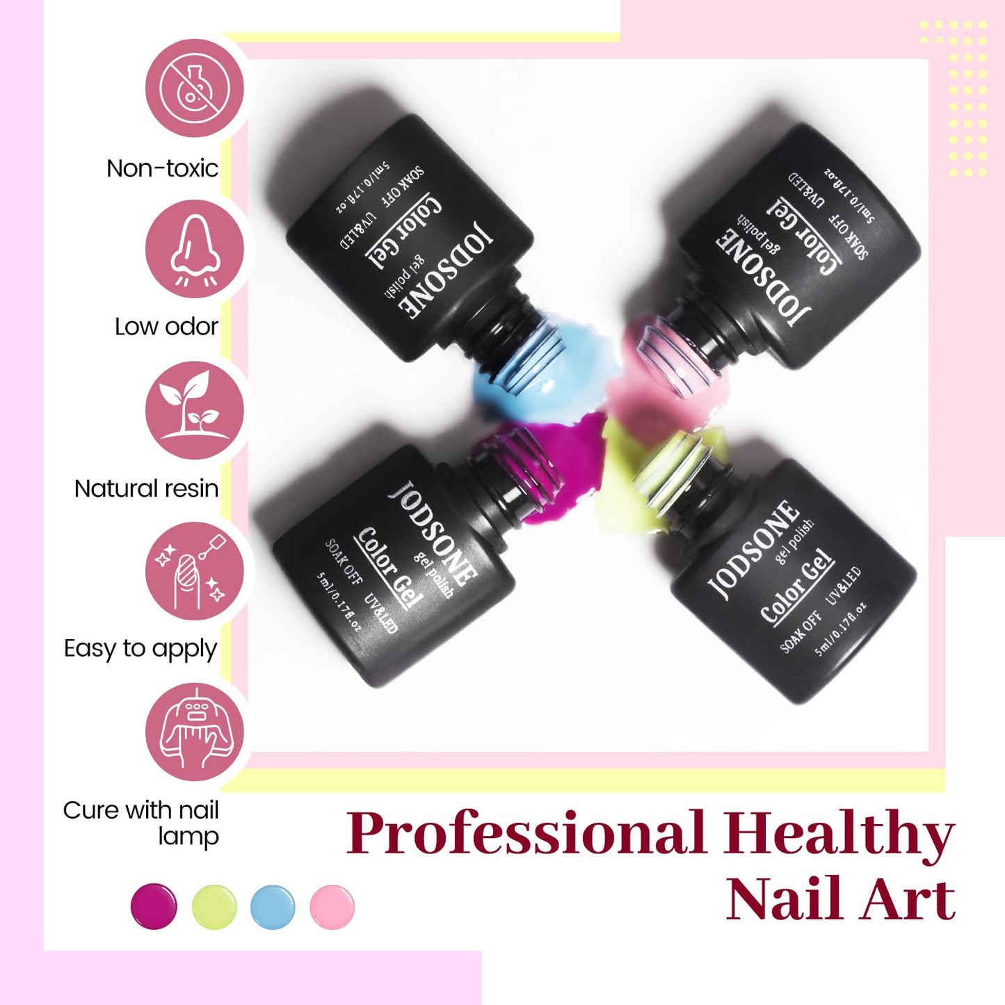 JODSONE Gel Nail Polish Kit 60 PCS with U V Light Soak off Base Top Coat 55 Shine Colors Gel Nail Kit Bright and Dark Brown Wine Red Series Manicure Set for Women and Girls