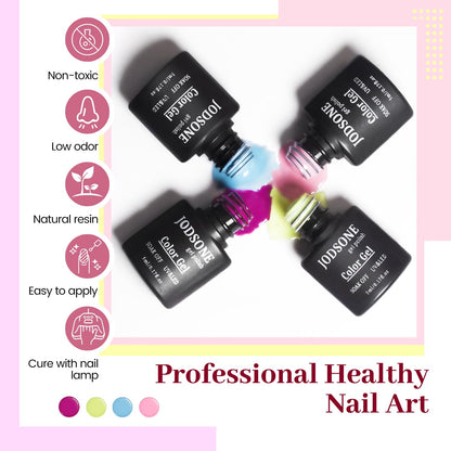 JODSONE Gel Nail Polish Kit 60 PCS with U V Light Soak off Base Top Coat 55 Shine Colors Gel Nail Kit Bright and Dark Brown Wine Red Series Manicure Set for Women and Girls
