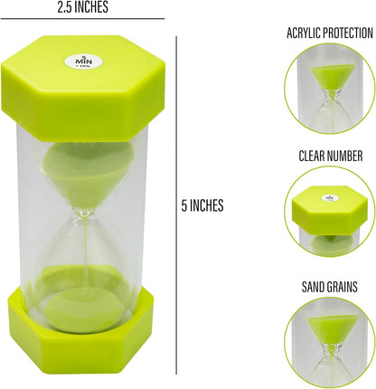Sand Timer for Kids Set of 3 Small Colorful Hourglass Acrylic Covered Clock 1Min 2Min 5Min for Classroom, Home & Kids Room