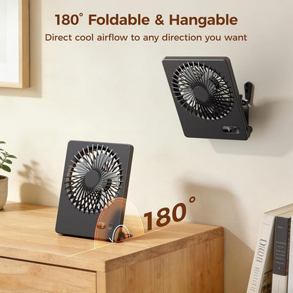 Zuvas Desk Fan Battery Operated Fan Rechargeable 180°Tilt Folding Personal Fan Ultra Quiet Small Portable 3 Speed Adjustable Strong Wind Fan For Office Bedroom Home Desktop Camping (White)
