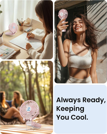 KIBEE Portable Misting Fan, 4000mAh Rechargeable Handheld Fan with 50ml Water Tank, Foldable 180° Mini Mist Spray Fan, 3 Speeds Personal Cooling Fan for Travel, Makeup, Outdoor, Concerts, Gray