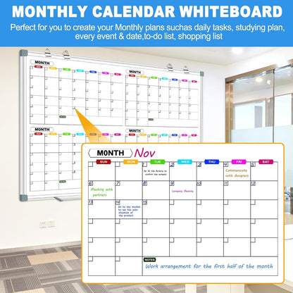 Dry Erase Board Calendar for Wall, 36" x 24" Monthly Whiteboard