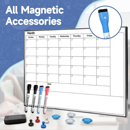 Weekly Planner Whiteboard 16"x12" with Handle | Magnetic Dry Erase Weekly Calendar with Aluminum Frame, Portable Hanging Board for Wall, Door, Desktop, 2 Markers & Magnets