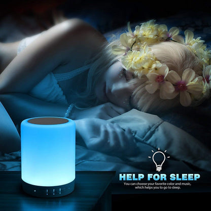 Night Light with Bluetooth Speaker, Touch Lamp Rechargeable Relaxing Cool