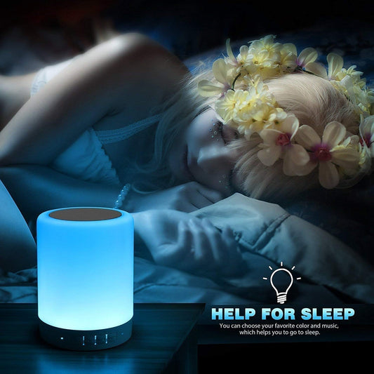 Night Light with Bluetooth Speaker, Touch Lamp Rechargeable Relaxing Cool