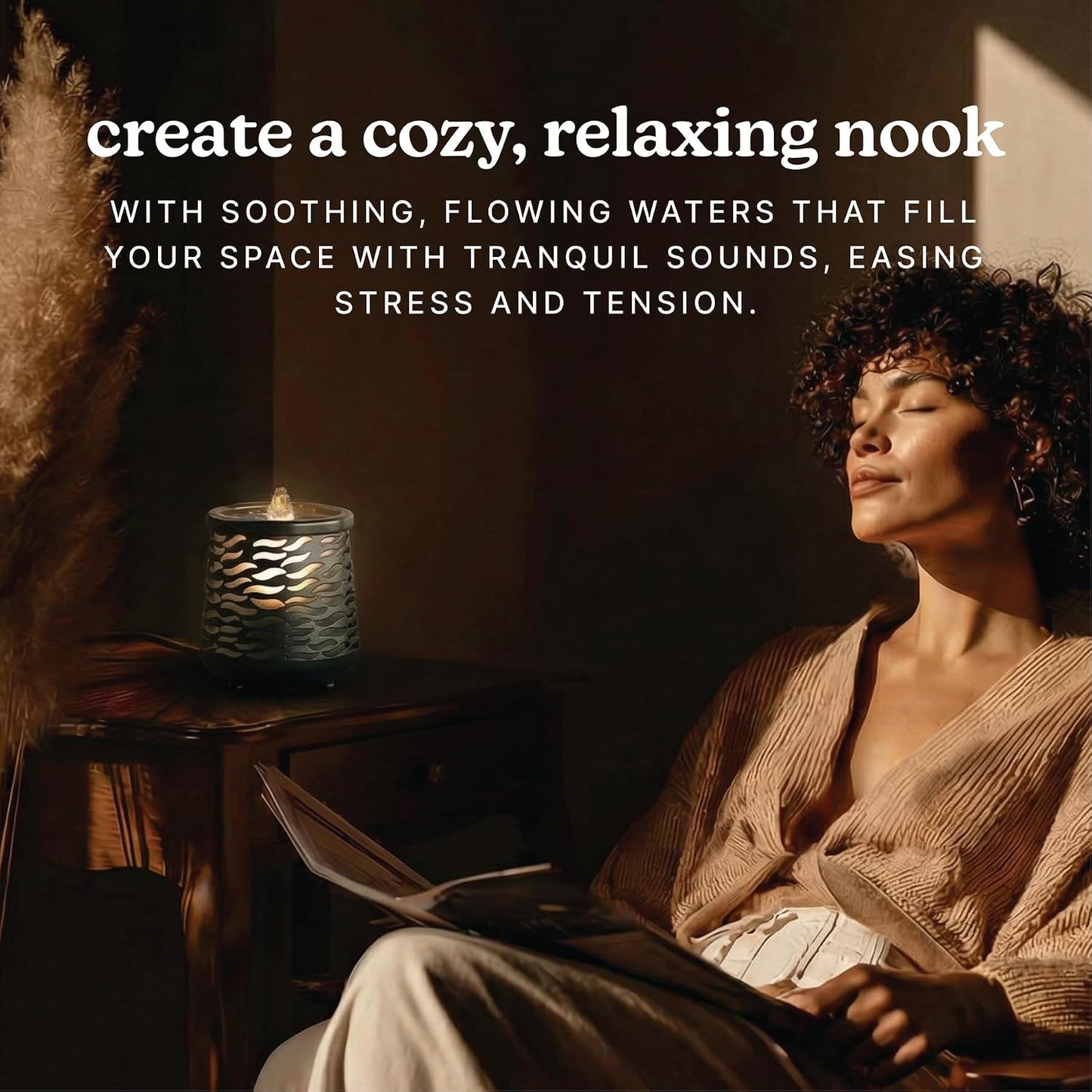 Homedics Indoor Relaxation Fountain with Light & Natural Sound (Black)