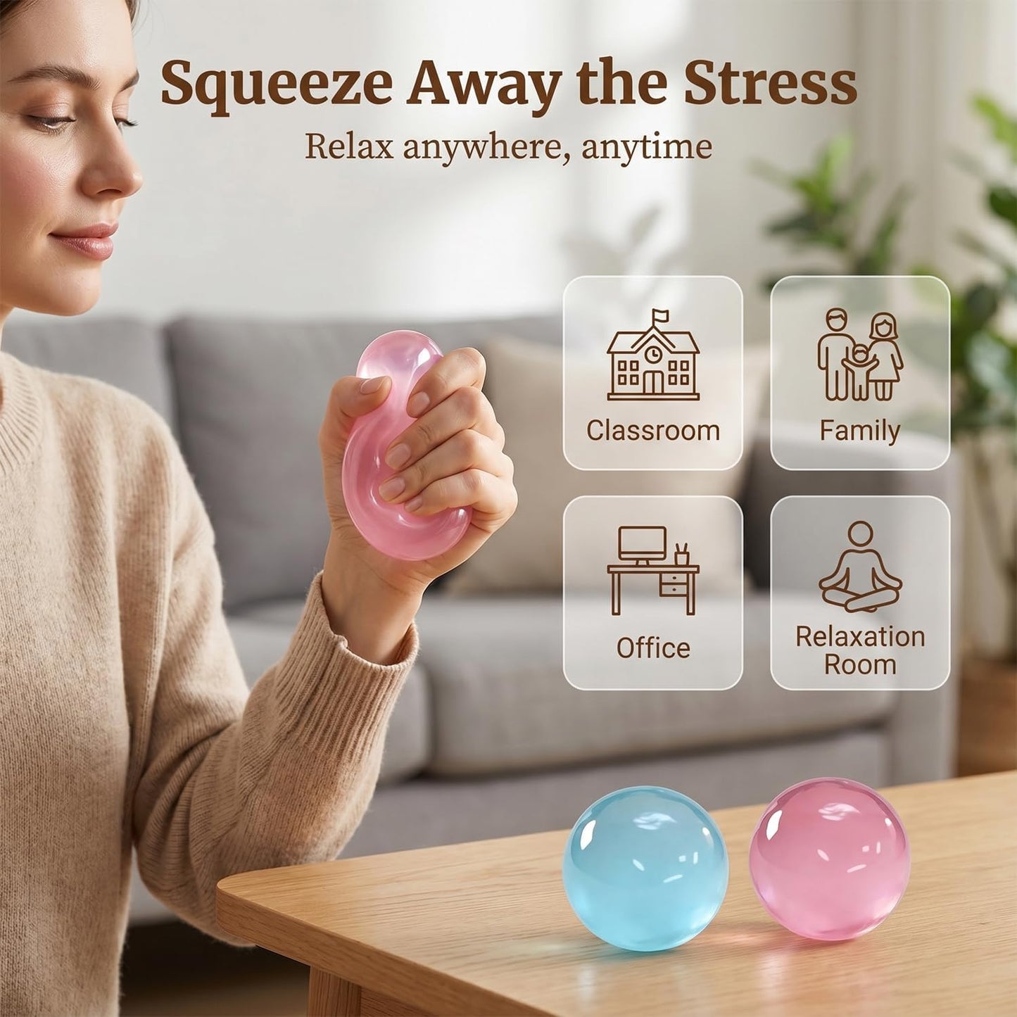 Coconut Oil Squishy, Coconut Oil Stress Ball – Super Soft, Handmade Slow Rising Fidget Squeeze Toy for Stress Relief, Squeeze the Stress Away (Blue)
