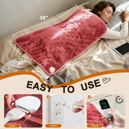 35 x 20 Inch King Size Electric Heating Pad for Back, Neck and Shoulders | FSA Eligible HSA, for Period Cramps, Abdomen and Knee, Dry or Moist Heat Use, 2H Auto Shut Off, 6 Heat Settings, Washable