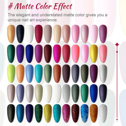 JODSONE Gel Nail Polish Kit 60 PCS with U V Light Soak off Base Top Coat 55 Shine Colors Gel Nail Kit Bright and Dark Brown Wine Red Series Manicure Set for Women and Girls