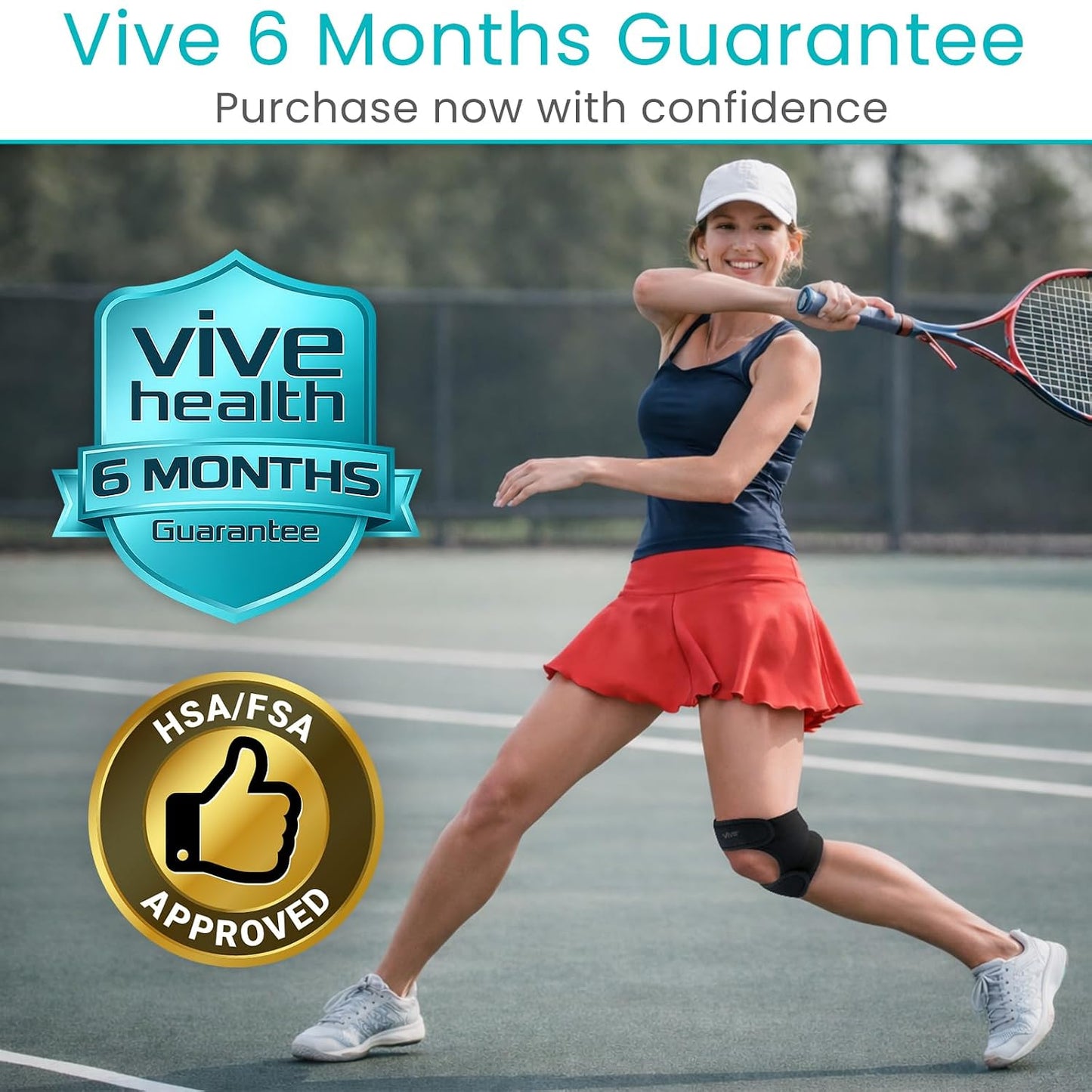 Vive Dual Patellar Tendon Support Strap - Knee Stability Brace for Men & Women, Patella Stabilizer Band for Pain Relief & Mobility, Meniscus, Tendonitis, Running, Arthritis, Injury Recovery (Medium)