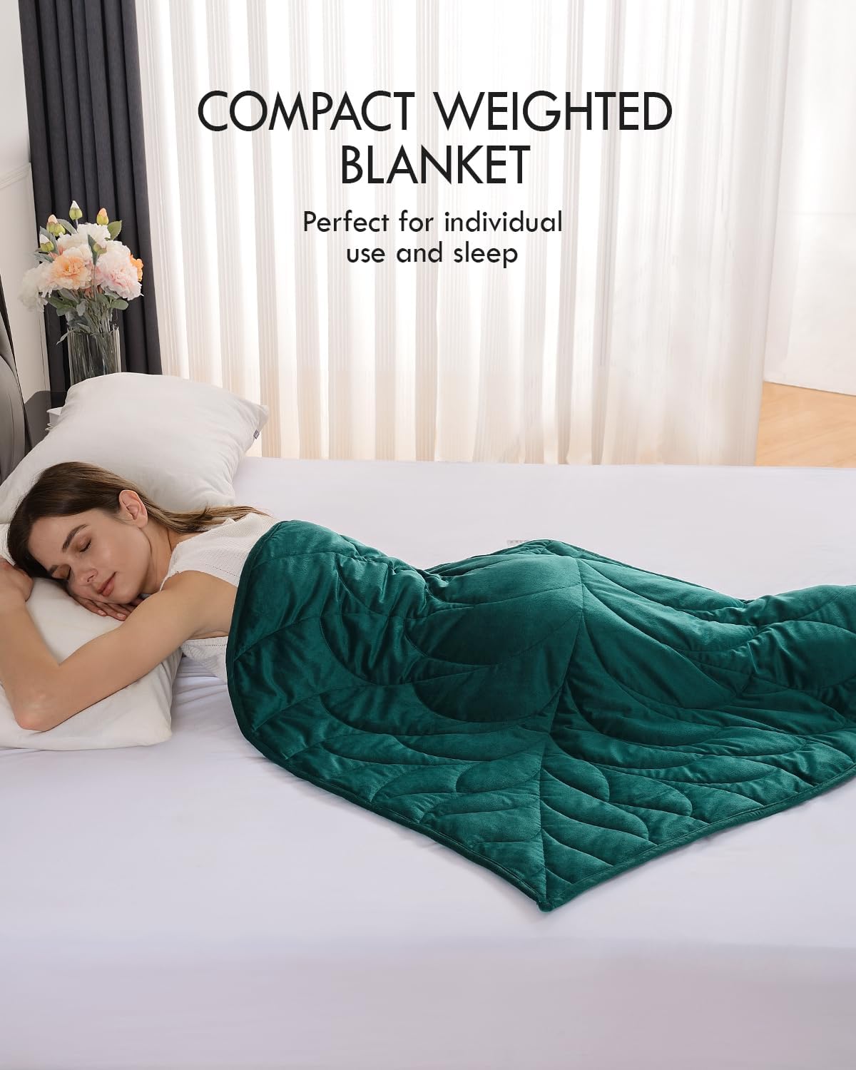 Kaisa Weighted Lap Blanket 7 lbs 41" x 53", Cozy Luxury Crystal Velvet Small Weighted Blanket for Adults, Portable Travel Weighted Blanket for Relaxation, All-Season Blanket, Machine Washable, Green