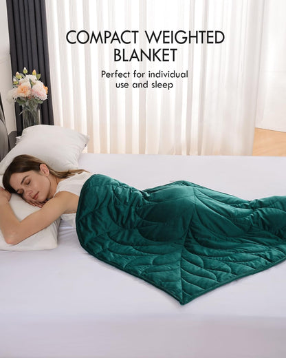 Kaisa Weighted Lap Blanket 7 lbs 41" x 53", Cozy Luxury Crystal Velvet Small Weighted Blanket for Adults, Portable Travel Weighted Blanket for Relaxation, All-Season Blanket, Machine Washable, Green